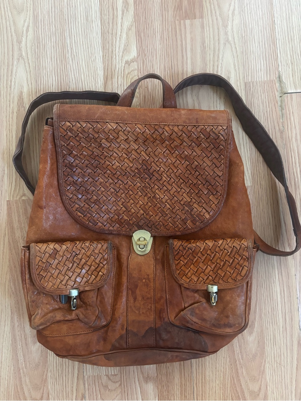 Woven Leather Backpack in Brown - Classic Everyday Carry